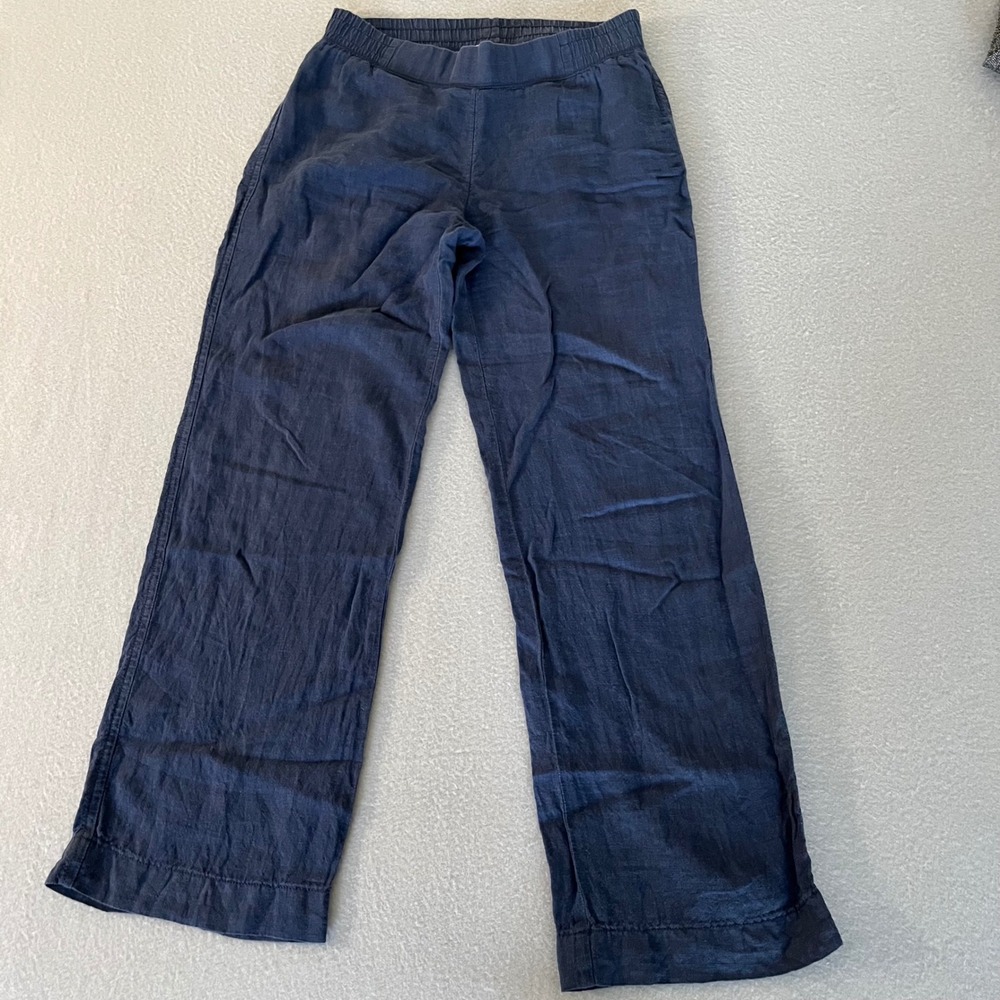 Lilly Pulitzer navy blue “Deri” linen wide leg pants, womens small